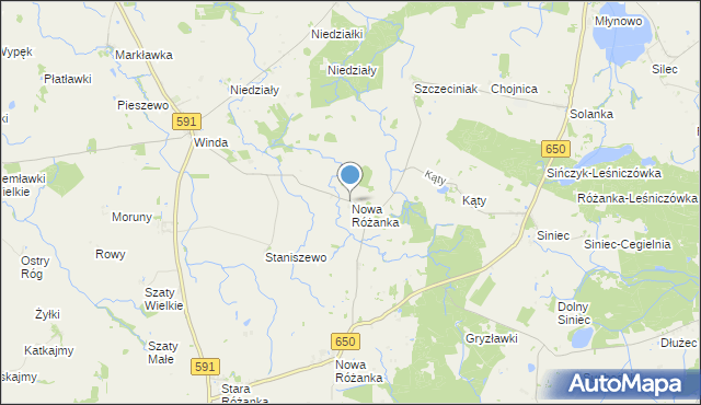 mapa Nowa Różanka, Nowa Różanka gmina Srokowo na mapie Targeo